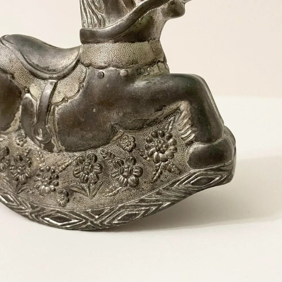 Vintage Rocking Horse Piggy Bank Silver Plated Coin Bank Made In Hong Kong - Picture 13 of 16